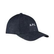 A.p.c. Denim Charlie Cap med handstitchade paneler Blue, Herr