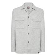 Boggi Milano B Wool and Tencel Camp Overshirt Gray, Herr