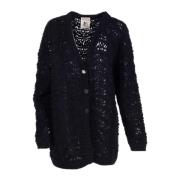 Semicouture Chunky Stickad Kabel Cardigan Lou Svart Black, Dam