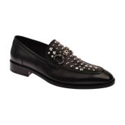 John Richmond Läder loafers med nitar Black, Herr