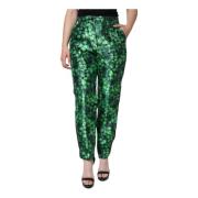 Dolce & Gabbana Grön Silke Satin Tapered Byxor Green, Dam