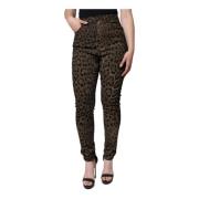 Dolce & Gabbana Leopard Print Skinny Denim Jeans Multicolor, Dam