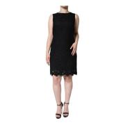 Dolce & Gabbana Svart Blommig Spets Sheath Mini Klänning Black, Dam