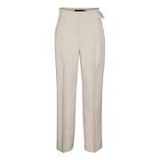 VERO MODA Beige Byxor med Clip Fastening och Fickor Beige, Dam