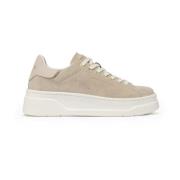 Crime London Beige Mocka Sneakers Platina Detaljer Beige, Dam