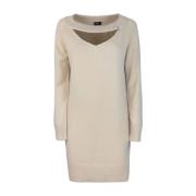 Liu Jo Beige Stickad Klänning Cut Out Båtringning Beige, Dam