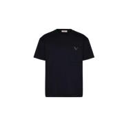 Valentino Metalliskt V Element Bomull T-shirt Black, Herr