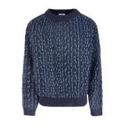 Patrizia Pepe Chic Monogram Sweater Grey Blue, Dam