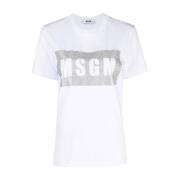 Msgm Bomull T-shirt i 01C stil White, Dam