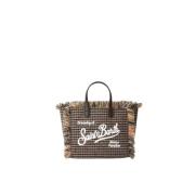 MC2 Saint Barth Mini Vanity Ull Handväska med Houndstooth Beige, Dam