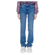 Guess Blå Straight Leg Jeans för Kvinnor Blue, Dam