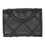 Tory Burch Svart Läderplånbok med Pin Snap Stängning Black, Dam