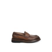 Santoni Brun Mocka Mockasin Platta Skor Brown, Herr