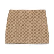 Gucci Beige Bomullsblandning GG Supreme Kjol Brown, Dam