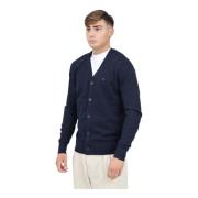 Tommy Hilfiger Blå Kort Cardigan med Flagga Broderi Blue, Herr