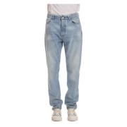 Brunello Cucinelli Bomull Jeans Läder Etikett Blue, Herr