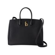 Burberry Svart Läder Rocking Horse Shopper Väska Black, Dam