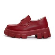 Cesare Gaspari Chunky läderplattform loafers - Bordeaux Red, Dam