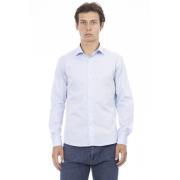 Baldinini Slim Fit Front Button Shirt Blue, Herr