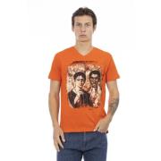 Trussardi Kortärmad V-ringad tryckt T-shirt Orange, Herr