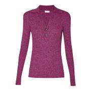 Liu Jo Polo Krage Stickad Topp med Lurex Purple, Dam