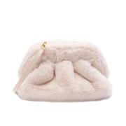 THEMOIRè Vit faux-fur axelväska med magnetisk stängning Beige, Dam