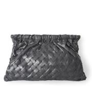 Claramonte Svart Vävd Läder Clutch Väska Black, Dam