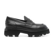 Santoni Svart Kalvskinn Loafers Black, Dam