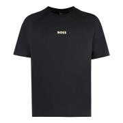 Hugo Boss Ribbad crew-neck bomull T-shirt Black, Herr