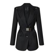 Pinko Huvad flanellblazer med bälte Black, Dam