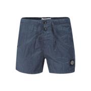 Stone Island Mörkblå Swimshorts med Logobroderi Blue, Herr