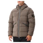 Stone Island Brun Nylon Dunjacka med Huva Brown, Herr