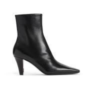 Saint Laurent Svarta Läder Ankelboots Elegant Stil Black, Dam