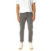 Blue de Gênes Svarta Tapered Fit Jeans med Midjehöjd i Mitten Gray, He...