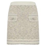 Blugirl Boucle lurex minikjol med strass Beige, Dam