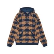 Gucci Supreme GG intarsia-stickad hoodie Brown, Herr