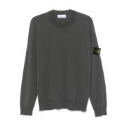 Stone Island Avslappnad Stickad Pullover Sweater Gray, Herr