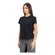 Patrizia Pepe Svart kortärmad T-shirt Jersey Bomull Black, Dam