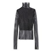 Sportmax Stilren Top med Hög Hals Black, Dam