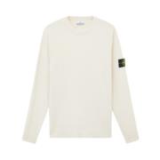 Stone Island Räfflad Ull Stretch Crewneck Sweatshirt Beige, Herr