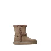 Twinset Ankelboots med detaljer i fuskpäls Beige, Dam