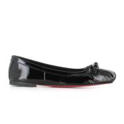 Christian Louboutin Svarta platta ballerinaskor med rosett Black, Dam