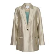 Saint Tropez Metallic Feather Gray Blazer Jacka Gray, Dam