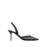 Paris Texas Svarta Slingback Pumps med Mesh Black, Dam