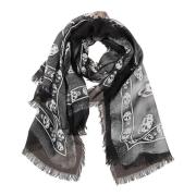 Alexander McQueen Svart Halsduk med Trompe L'Oeil Print Black, Herr