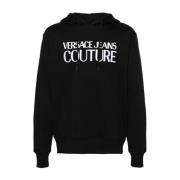 Versace Jeans Couture Svart Huvtröja med Broderad Logotyp Black, Herr