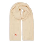 Gallo Unisex enfärgad vit ribbstickad halsduk Beige, Unisex