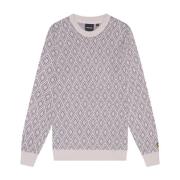 Lyle & Scott Stickad Monogram Intarsia Tröja Gray, Herr