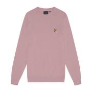 Lyle & Scott Stickad bomull rund hals tröja Purple, Herr