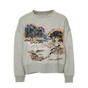 Munthe Elegant Broderad Sweatshirt Gray, Dam